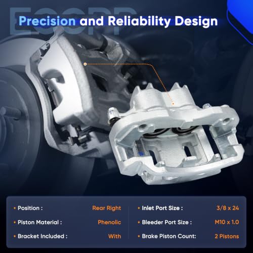 ECCPP 18-B4752 Rear Right Disc Brake Caliper Assembly w/Bracket - size: Rear Right[18-B4752]