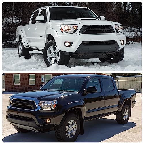 for 2012-2015 Toyota Tacoma Halogen Headlight W/O Bulbs - color: Chrome Housing Amber Reflector Clear Lens