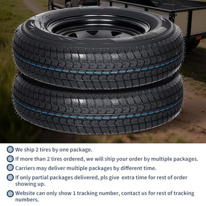 GarveeTech 2-Pack Trailer Tire On Rim ST175/80D13 Trailer Tires and Wheels 5 Lug on 4.5 in PCD Trailer Tires with 13 in Rims Load Range C 6PR Black - size: ST175/80D13