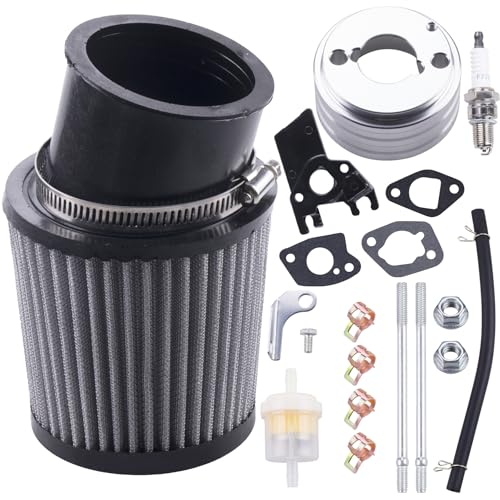 High Performance Upgraded Air Filter adapter Intake Spark Plug Kit for Predator 212cc 6.5 Hp Engine Mini Bike Go Kart Racing （Silver） - color: silver, size: Without carburetor