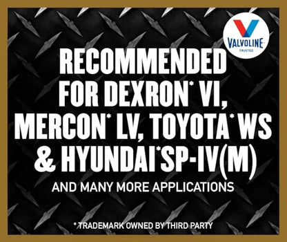 Valvoline Extended Protection Full Synthetic Automatic Transmission Fluid ATF 1 QT, Case of 6 - size: 1 QT, Case of 6