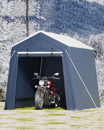 GAOMON 6x6FT Motorcycle Shelter - Heavy-Duty Steel Frame, Weatherproof PE Fabric Cover, All-Weather Protection, Easy Assembly, Compact Storage for Bikes