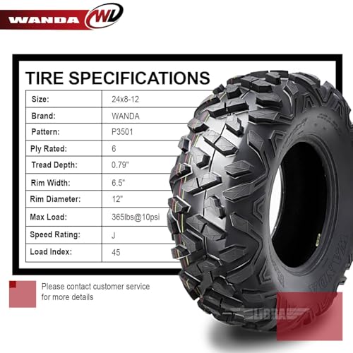 WANDA 2 ATV/UTV Tires 24X8-12 24X8X12 P3501 All Terrain - 10374 - size: 24X8-12