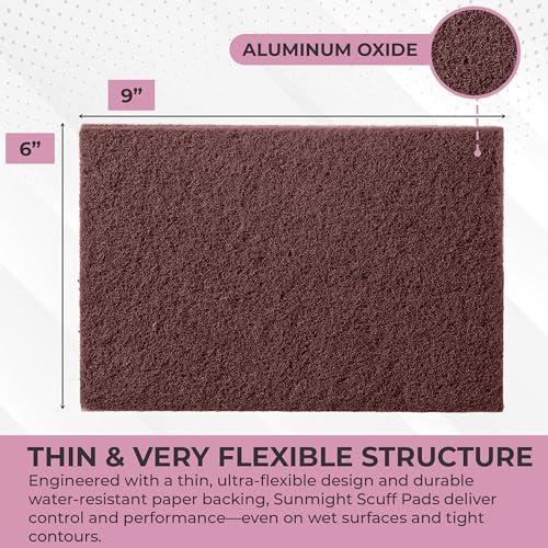 Sunmight Scuff Pads for Paint Prep Retail Pack 6" x 9" - Maroon 80100R - Aluminum Oxide - Surface Prep & Sanding Cloth - Abrasive Hand Pads for Auto, Marine, Aerospace- 3 Very Fine Sanding Sheets - color: Maroon