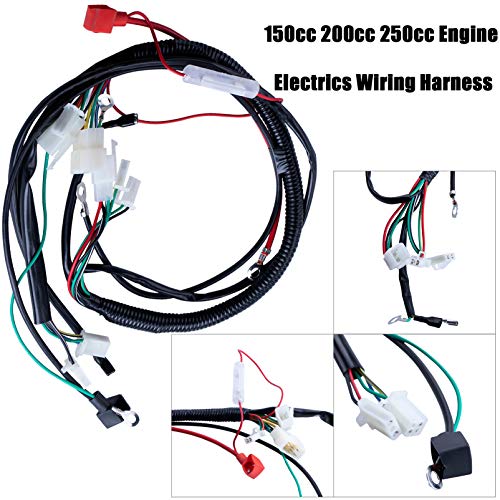 Full Electrics Wiring Harness Coil Ignition Switch CDI Solenoid Relay Spark Plug for 4 Wheelers Stroke ATV 150cc 200cc 250cc Quad Bike Buggy Go Kart by OTOHANS AUTOMOTIVE