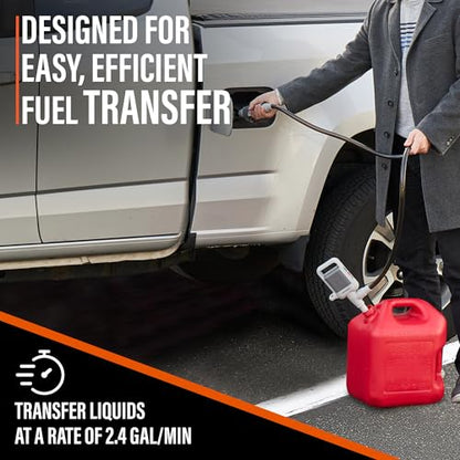 Deway Automatic Fuel Transfer Stick Pump with Hand Trigger & 59" PVC Hose - 2.6 GPM Battery Powered Gas Pump for Gasoline, Diesel, DEF, Agricultural Chemicals, Generators, Lawn Equipment - style: Hand Trigger Nozzle w/ PVC Hose