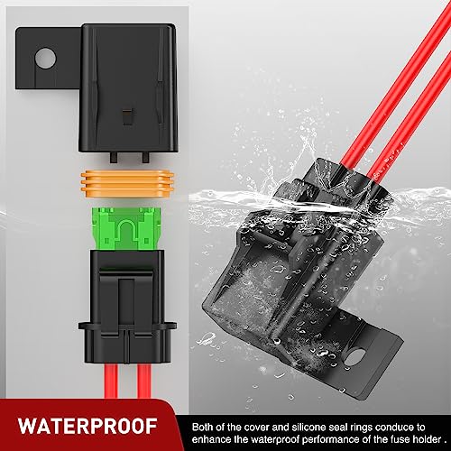 Nilight 6PCS Inline Fuse Holder 12AWG Waterproof ATC/ATO Blade Holder - color: 18Pcs Fuses + 12AWG Holder 6