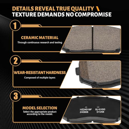 D1258 Front Ceramic Brake Pads Kit Fit For Mazda CX-5 2019-2023, For CX-7 2007-2012, For CX-9 2007-2023, For Ford Edge 2010-2011, For Lincoln MKX 2010 - style: HZ1258