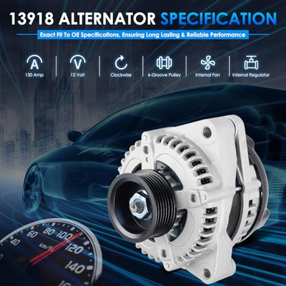 Car Alternator 13918 130A Fit for Honda Pilot Odyssey - size: #13918N, 13918 Alternator