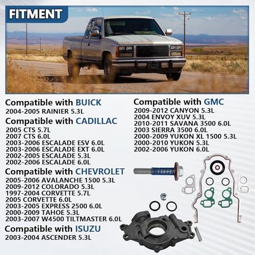 High Volume Oil Pump Kit with Timing Cover Gasket Fit for Chevrolet GM 4.8 5.7 6.0L LS1 LS2 LS3