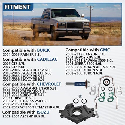 High Volume Oil Pump Kit with Timing Cover Gasket Fit for Chevrolet GM 4.8 5.7 6.0L LS1 LS2 LS3