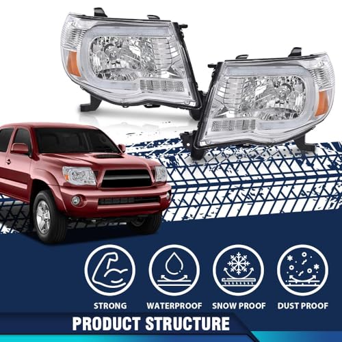 PIT66 LED 전면 헤드라이트 어셈블리 핏 2005-2011 토요타 타코마 - size: Fit Tacoma 2005-2011(Clear)