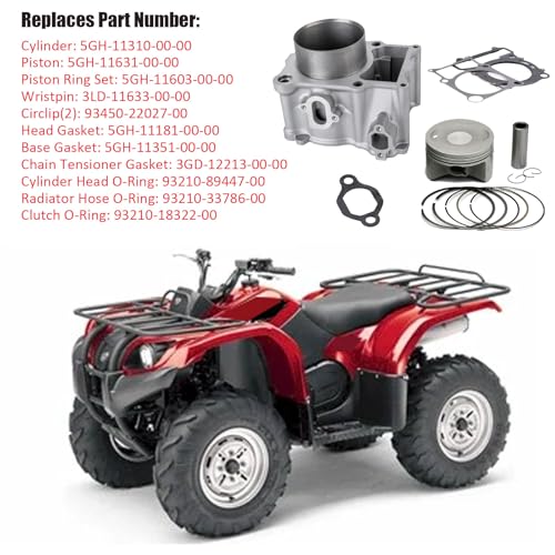 84.5MM Cylinder Piston Gasket Top End Kit Set Compatible with Yamaha Kodiak 400 Grizzly 400 Big Bear 400 YFM400