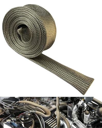 Fuel Line Heat Shield Wire Heat Shield Heat Shield Sleeve Auto Hose Spark Plug Wire Heat Shield diesel heater exhaust sleeve 2500 Degree for Car&Auto Wire Loom Brake Cable (3/4"IDX10',Titanium) - color: Titanium, size: 3/4" ID X 10'