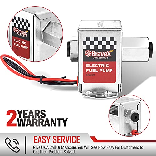 Bravex Inline Electric Fuel Pump Universal DC 12V Low Pressure 2.5-4 PSI Petrol Diesel (EP12S) - color: EP12S(2.5-4 PSI)