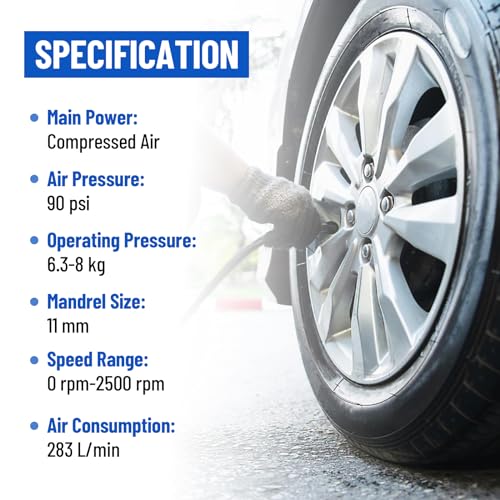 Air Tire Repair Polish Patch Tools, Include 2500rpm Low Speed Air Tire Buffer Tire Inner Liner Scrapper Patch Roller Tungsten Steel Buffing Wheel