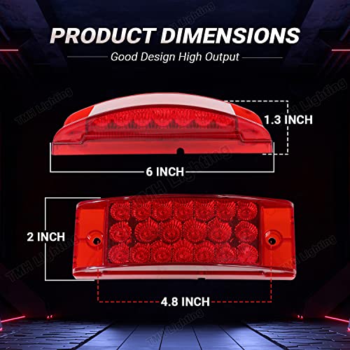 TMH 2 Pcs 6 Inch Rectangle Red Lens Light 20 LED Trailer Brake Stop Signal Lights Two Step Bright Waterproof Compatible with Trucks Super Duty Pickup Caravan SUV 12V DC - color: Red (2 Pcs)
