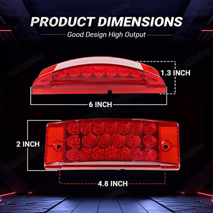 TMH 2 Pcs 6 Inch Rectangle Red Lens Light 20 LED Trailer Brake Stop Signal Lights Two Step Bright Waterproof Compatible with Trucks Super Duty Pickup Caravan SUV 12V DC - color: Red (2 Pcs)