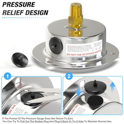 MEANLIN MEASURE 0~200Psi Liquid Filled Pressure Gauge Front Flange Panel Mount, 1/4" NPT 2.5" FACE DIAL Stainless Steel Case with Phillips Screw, Nut and Brass Hex Bushing, +/-3-2-3% - style: 0~200Psi