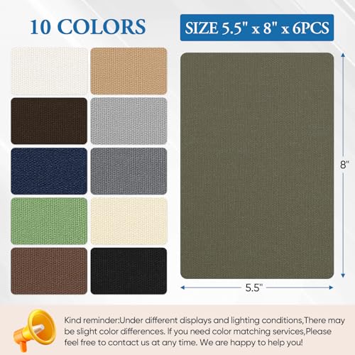 Canvas Repair Patch 5.5 x 8 Inches 6Pcs Self-Adhesive Waterproof Canvas Patch Kit for Repairing Tents,Sofas,Boat Covers,Camping Chair,Awnings,Car Seats.（Army Green） - color: Army Green, size: 5.5"×8"