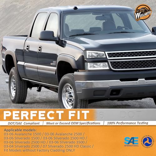 WEELMOTO LED Headlights Assembly for 2003-2007 Chevy Silverado - color: Chrome | LED Bar (White Light) | Clear Reflector