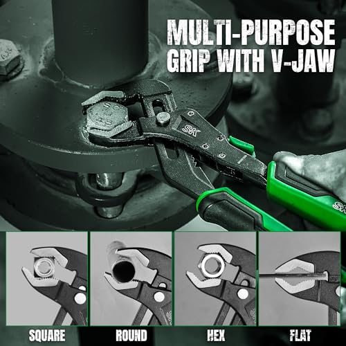 SK 8'' Quick Adjust Water Pump Pliers, SureGrip V-Jaw Groove Joint Pliers - size: 8" Quick Adjust Groove Joint Pliers