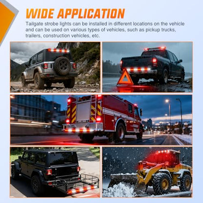 Nilight 60 Inch Emergency Strobe Light Strips with Controller Red White - color: 60" Tailgate Strobe w/ Controller Red/White