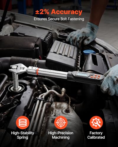 VEVOR Torque Wrench 0-1.5 in Adjustable Jaw Opening Digital Torque Wrench, Open-End Jaw, 4 Display Units, ±2% Accuracy, LCD Screen, with Buzzer and LED Indicator, for Pipe and Automotive Repair - size: 1-1/2"