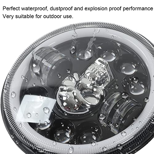 Motorcycle Headlight, Skull Head Pattern Dustproof Waterproof Motorcycle Round Headlamp White Lighting for Modification (Pokerty9Bq0QkCfX)