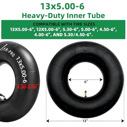 AR-PRO (2-Pack) 13x5.00-6 Heavy-Duty Inner Tubes Replacement for Razor Dirt Quad Versions, TR87 Bent Valve Stem, Fits Lawn Mowers, Go-Karts, ATVs, Snow Blowers, Garden Tractors, and More - size: 13x5.00-6,TR-87