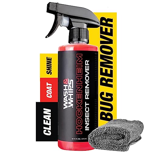 WASH&WHIPS Hockenheim Bug & Insect Remover - Professional Strength, Non-Scratching - Car Detailing, RVs, Boats - 16 fl oz (w/Microfiber Towel) - size: 16 Fl Oz (Pack of 1), style: w/Microfiber Towel.