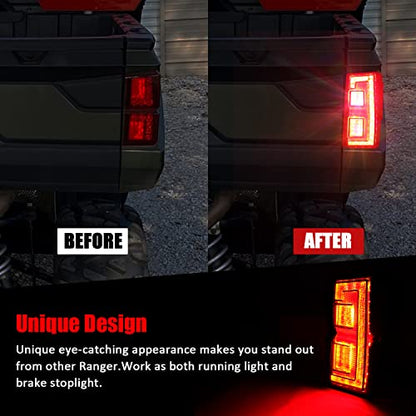 SUNPIE Tail Light Assembly for Polaris Ranger 1000 2018-2026 - color: Red-Polaris Ranger 1000