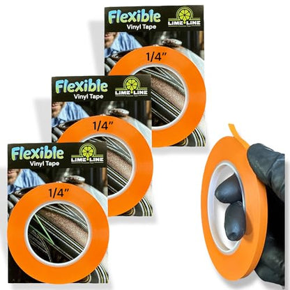 LiME LiNE Flexible Vinyl Fine Line Masking Tape for Automotive Custom Paint, No Residue Fineline Orange - 1/4" - Pack of 3 - color: 1/4" - Pack of 3