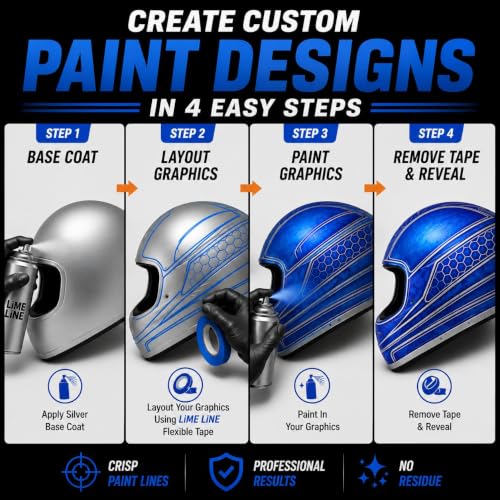 LiME LiNE Flexible Vinyl Fine Line Masking Tape for Automotive Custom Paint, No Residue Fineline Blue 1/4",1/8", 1/16" (E. 1/4" - Pack of 3) - color: 1/4" - Pack of 3
