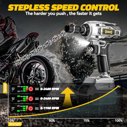 DIYtoolifz Cordless Impact Wrench Compatible with Dewalt 20v Battery: 250Ft-lbs(340N.m) 3/8 inch Brushless Electric Impact Gun, 2400RPM High Torque Impact Driver, Power Impact Wrench, Bare Tool Only - size: 250ft-lbs, style: For Dewalt 20V Battery (Batter