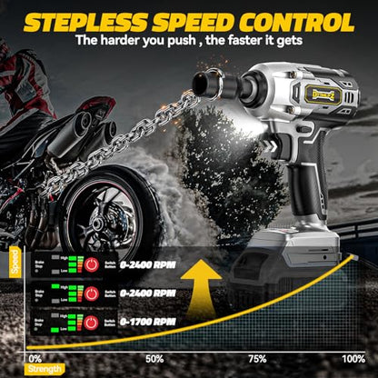 DIYtoolifz Cordless Impact Wrench Compatible with Dewalt 20v Battery: 250Ft-lbs(340N.m) 3/8 inch Brushless Electric Impact Gun, 2400RPM High Torque Impact Driver, Power Impact Wrench, Bare Tool Only - size: 250ft-lbs, style: For Dewalt 20V Battery (Batter