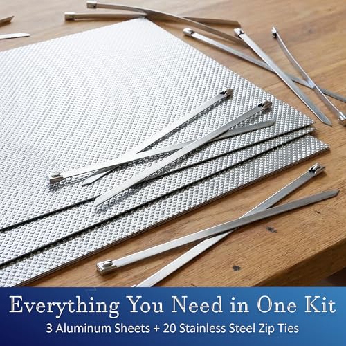 3 Pack Exhaust Heat Shield Automotive, Embossed Aluminum Heat Shield Kit with 20PCS Cable Metal Ties for Car Muffler Exhaust Wrap Heat Pipe High Temp Thermal Barrier (3Pcs 13” * 16”) - color: 3Pcs 13” * 16”