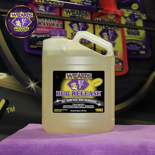 Wizards Bug Release - All Surface Bug Remover and Wash for All Vehicles - Softens and Neutralizes Acidic Bug Protein - Doubles as Spot Cleaner and Pre-Soak Car Cleaner - 1 Gallon - size: 128 Fl Oz (Pack of 1)