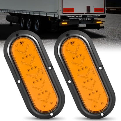 Nilight 6" Oval Tail Light 2PCS 35LED Arrow Amber Running Turn Signal Light - color: Amber Arrow Lights 2Pcs