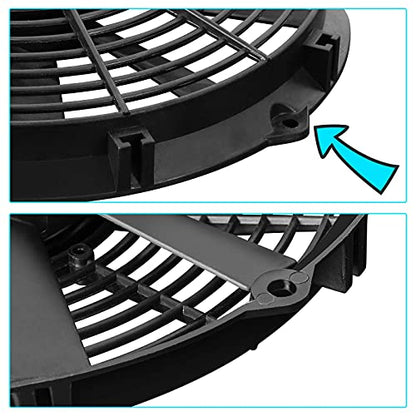 MuHize 2 Pack Electric Radiator Cooling Fan 12 Inch Fan 12V 80W Puller - size: 2Pcs-12 inch