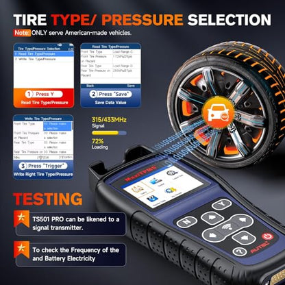 Autel MaxiTPMS TS501 PRO TPMS Programming Tool, 2026 Same as TS508 Up of TS501 TS408S, Program Autel MX-Sensor 315/ 433MHz, Relearn Activate 99% Sensor, Tire Pressure Monitoring System Diagnostic Tool