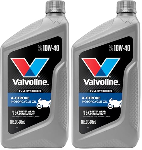 Valvoline Motor Oil, 10W-40, 1 QT Pack of 2 | Full Synthetic | 4-Stroke Motorcycle - size: 1 QT (Pack of 2), style: Full Synthetic