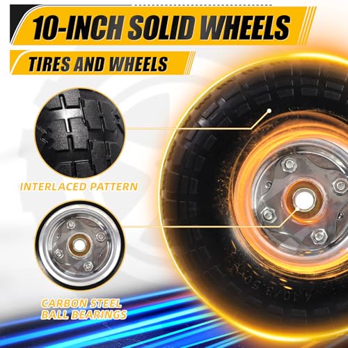 MZREXN 2-Pack 10" Flat Free Solid Tires 4.10/3.50-4 Tire and Wheel - color: Silver