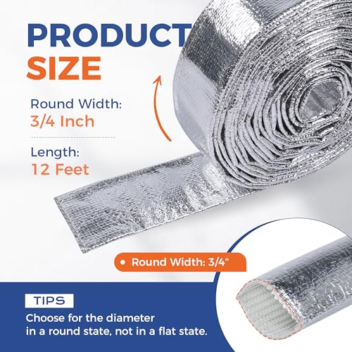 Automotive Heat Shield Sleeve High Temp Sheathing Roll 3/4inch-12ft - size: 3/4"-12Ft