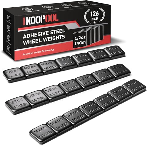KOOPOOL 1/2oz Adhesive Wheel Weights – 126pcs, Black - color: BLACK