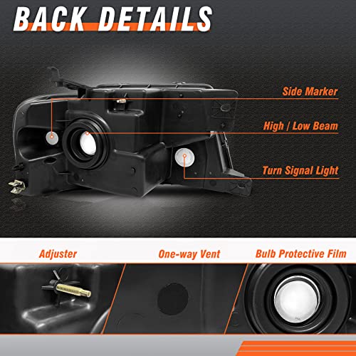 for 2004-2008 Ford F150 Headlights Chrome Housing - color: A-Chrome Housing Amber Reflector