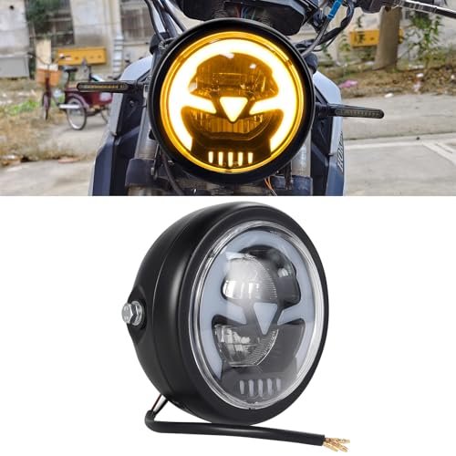 Motorcycle 6.5" LED Headlight DRL High Low Beam Turn Signal Lights Fit For Kawasaki Ninja 250R EX250F Ninja ZX6R ZX63 (Yellow)