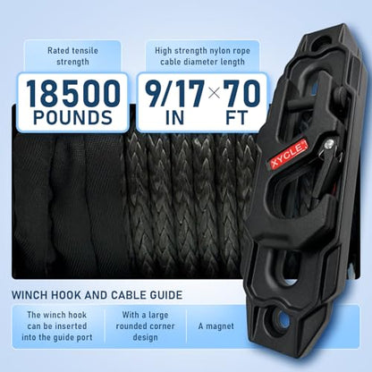 18,500 lb Recovery Winch,12V Electric Winch with 9/17” x70 FT Synthetic Rope,IP68 Waterproof,Anti Slip Roller,All-Metal Housing,2 Wireless Remotes & Wired Controller for Jeep,SUV,Truck & Trailer - style: 18.5K