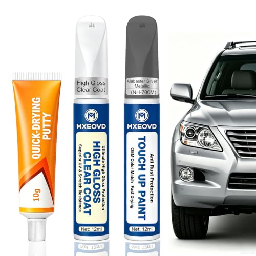 Alabaster Silver Metallic (NH-700M) Touch Up Paint Compatible with Honda,All in One Car Scratch Repair Kit with Primer Putty & Clear Coat,Complete Sanding Tools Set for Scratches Chips Nicks - color: Alabaster Silver Metallic (NH-700M), size: Honda