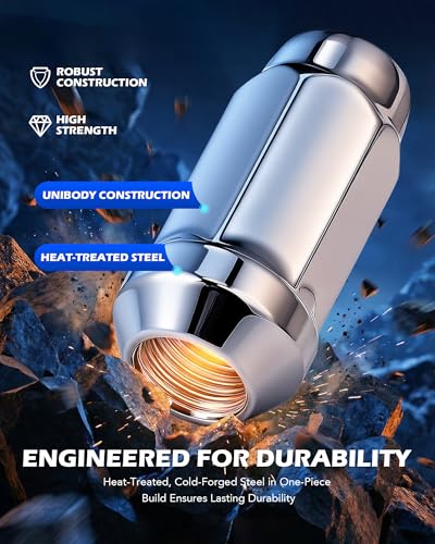OMT M14x1.5 Lug Nuts with Cone Seat, 24pcs Lug Nuts Set with 1 Socket Key - color: Silver, size: M14x1.5, style: 24Pcs Hex Tuner